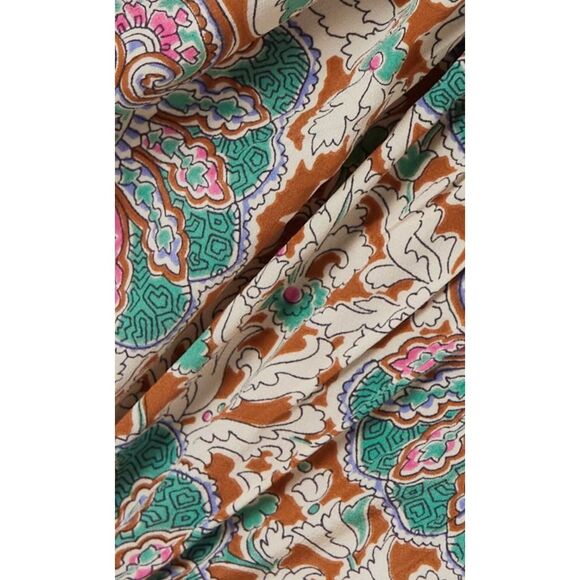 Veronica Beard Lozano Dress Silk Ruched Paisley Floral Mini Long Sleeve Ruffle 8 - Picture 4 of 10